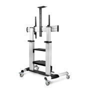 Picture of StarTech.com Rolling TV Cart/Stand On Wheels For 60-100inch Flat Screens Up To 220lb (100kg), Height Adjustment via Hand Crank, Mobile/Portable Trolley Mount