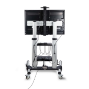 Picture of StarTech.com Rolling TV Cart/Stand On Wheels For 60-100inch Flat Screens Up To 220lb (100kg), Height Adjustment via Hand Crank, Mobile/Portable Trolley Mount