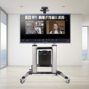 Picture of StarTech.com Rolling TV Cart/Stand On Wheels For 60-100inch Flat Screens Up To 220lb (100kg), Height Adjustment via Hand Crank, Mobile/Portable Trolley Mount