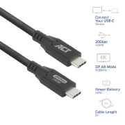 Picture of ACT USB4 20Gbps 240W USB Type-C Cable, 2 meters
