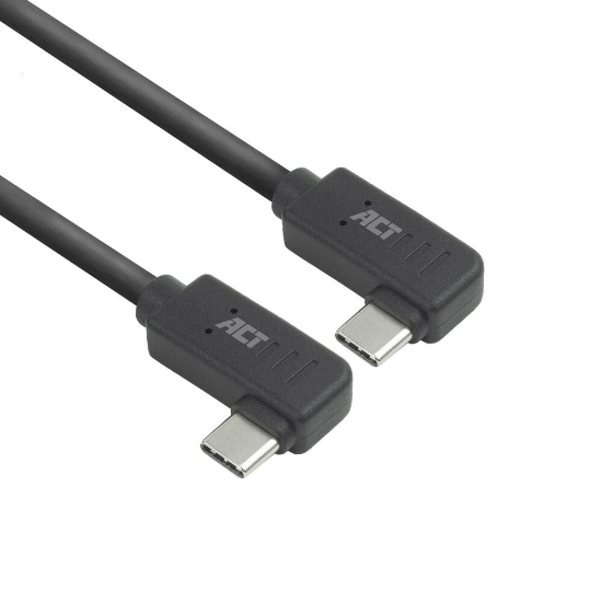 Image de ACT Câble USB 3.0 10 Gbit/s 60 W USB Type-C® (coudé à gauche/droite) vers USB Type-C® (coudé à gauche/droite), 2 mètres