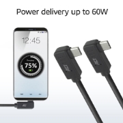 Image de ACT Câble USB 3.0 10 Gbit/s 60 W USB Type-C® (coudé à gauche/droite) vers USB Type-C® (coudé à gauche/droite), 2 mètres