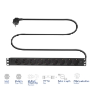 Image de ACT Rallonge PDU 19" CEE7/7 avec 9 prises de type F, 3m H05VV-F 3G1.5