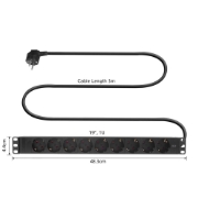 Image de ACT Rallonge PDU 19" CEE7/7 avec 9 prises de type F, 3m H05VV-F 3G1.5