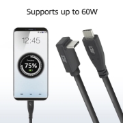 Image de ACT Câble USB 3.0 10 Gbit/s 60 W USB Type-C (droit) vers USB Type-C (coudé vers le haut/bas), 0,5 mètre
