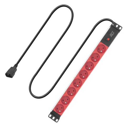 Image de ACT Rallonge PDU 19" C14 IEC60320 avec 8 prises de type E, 3m H05VV-F 3G1.0