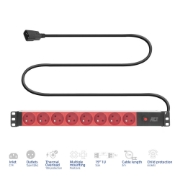 Image de ACT Rallonge PDU 19" C14 IEC60320 avec 8 prises de type E, 3m H05VV-F 3G1.0