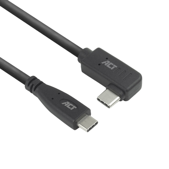 Image de ACT Câble USB 3.0 10 Gbit/s 60 W USB Type-C (droit) vers USB Type-C (coudé à gauche/droite), 0,5 mètre
