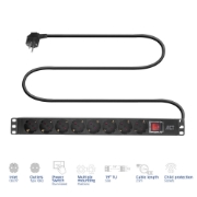 Image de ACT Rallonge PDU 19" CEE7/7 avec 8 prises de type F et interrupteur marche/arrêt, 2.5m H05VV-F 3G1.5