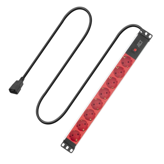Image de ACT Rallonge PDU 19" C14 IEC60320 avec 8 prises de type F, 3m H05VV-F 3G1.0