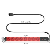 Image de ACT Rallonge PDU 19" C14 IEC60320 avec 8 prises de type F, 3m H05VV-F 3G1.0