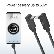 Image de ACT Câble USB 3.0 10 Gbit/s 60 W USB Type-C (coudé vers le haut/bas) vers USB Type-C (coudé vers le haut/bas), 1 mètre