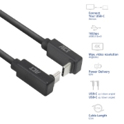Image de ACT Câble USB 3.0 10 Gbit/s 60 W USB Type-C (coudé vers le haut/bas) vers USB Type-C (coudé vers le haut/bas), 2 mètre