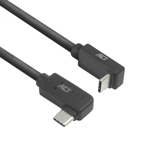 Image de ACT Câble USB 3.0 10 Gbit/s 60 W USB Type-C (coudé vers la gauche/droite) vers USB Type-C (coudé vers le haut/bas), 0,5 mètre