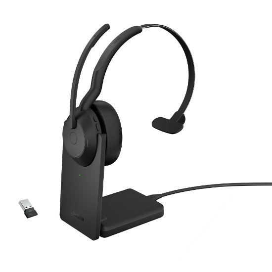 Afbeeldingen van Jabra Evolve2 55 Headset Bedraad en draadloos Hoofdband Kantoor/callcenter Bluetooth Oplaadhouder Zwart