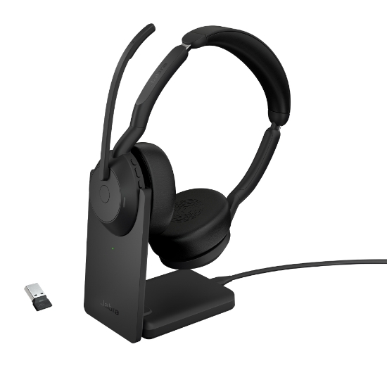 Image de Jabra 25599-989-989 écouteur/casque Avec fil &sans fil Arceau Bureau/Centre d'appels Bluetooth Socle de chargement Noir