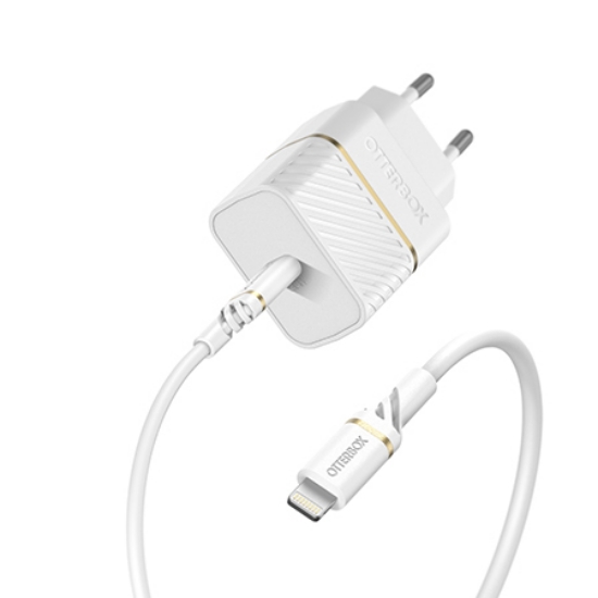 Afbeeldingen van OtterBox EU Wall Charger 20W - 1X USB-C 20W USB-PD + USB C-Lightning Cable 1m, Cloud Dust White