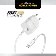 Afbeeldingen van OtterBox EU Wall Charger 20W - 1X USB-C 20W USB-PD + USB C-Lightning Cable 1m, Cloud Dust White