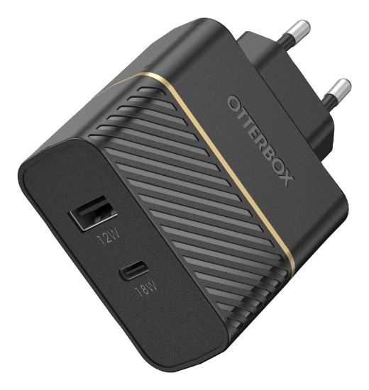 Afbeeldingen van OtterBox EU Wall Charger 30W - USB-C 18W + USB-A 12W USB-PD, zwart