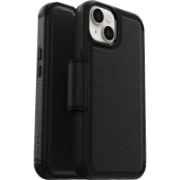 Afbeeldingen van OtterBox Strada-hoesje voor iPhone 14, schokbestendig, valbestendig, lederen folio met kaarthouder, 3x getest volgens militaire standaard, Zwart, Geen retailverpakking