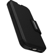 Afbeeldingen van OtterBox Strada-hoesje voor iPhone 14, schokbestendig, valbestendig, lederen folio met kaarthouder, 3x getest volgens militaire standaard, Zwart, Geen retailverpakking