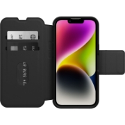 Afbeeldingen van OtterBox Strada-hoesje voor iPhone 14, schokbestendig, valbestendig, lederen folio met kaarthouder, 3x getest volgens militaire standaard, Zwart, Geen retailverpakking