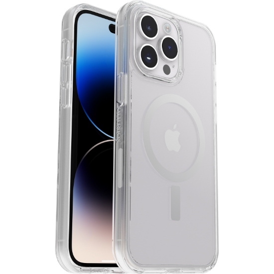 Image de OtterBox Symmetry+ Transparente Coque pour iPhone 14 Pro pour MagSafe, Antichoc, anti-chute, fine, supporte 3 x plus de chutes que la norme militaire, antimicrobien, Clear, livré sans emballage