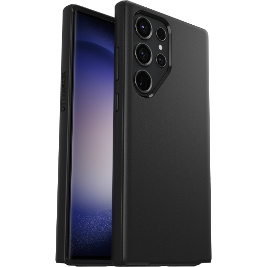 Afbeeldingen van OtterBox Symmetry-hoesje voor Galaxy S23 Ultra , schokbestendig, valbestendig, dunne beschermende hoes, 3x getest volgens militaire standaard, Antimicrobieel, Zwart, Geen retailverpakking