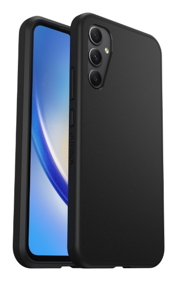 Afbeeldingen van OtterBox React-hoesje voor Galaxy A34 5G, schokbestendig, valbestendig, ultradun, beschermende, getest volgens militaire standaard, Antimicrobieel, Zwart