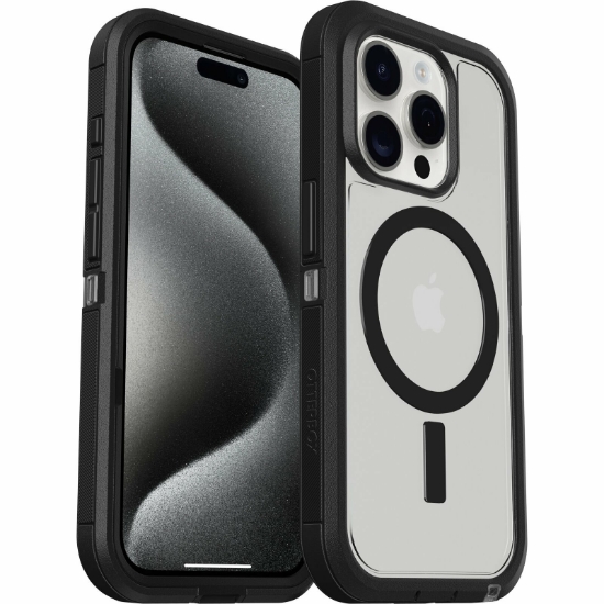Image de OtterBox Defender Series XT pour iPhone 15 Pro, Dark Side (Clear / Black)