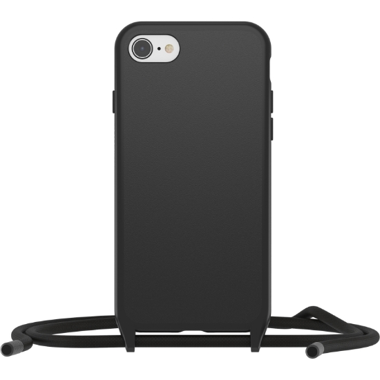 Afbeeldingen van OtterBox React Necklace hoesje voor iPhone SE (3rd/2nd gen)/8/7, ultradun, beschermhoesje met verstelbare en afneembare kettingriem, getest volgens militaire standaard, Zwart