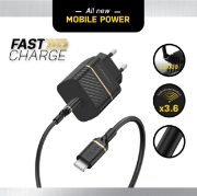 Afbeeldingen van OtterBox EU Wall Charger 20W - 1X USB-C 20W USB-PD + USB C-C Cable 1m, zwart