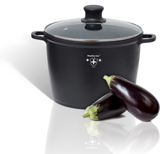 Image de Royalty Line RL-AD28M: Casserole à revêtement en marbre avec couvercle en verre - 28cm