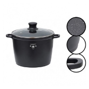 Image de Royalty Line RL-AD28M: Casserole à revêtement en marbre avec couvercle en verre - 28cm