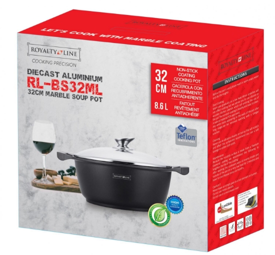 Image de Royalty Line RL-BS32M: Marmite et cocotte en marbre - 32cm Noire