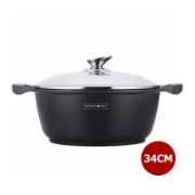 Image de Royalty Line RL-BS34M : Marmite et cocotte en marbre - 34cm Noire