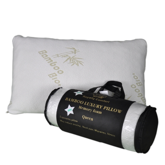Image de Royalty Comfort HG-5076BM: Oreiller de Luxe en Bambou Avec Mousse à Mémoire de Forme Ergonomique - Reine