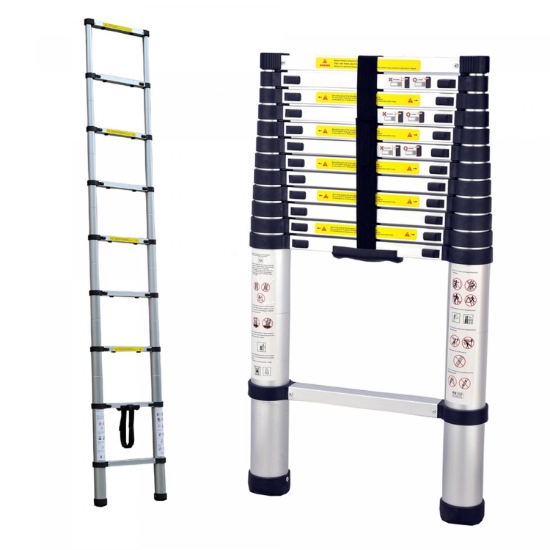 Image de Herzberg HG-5260: Echelle télescopique en aluminium avec pied antidérapant - 2.6M
