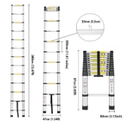 Picture of Herzberg HG-5380: Multi-Purpose Aluminum Telescopic Extension Ladder - 3.8M