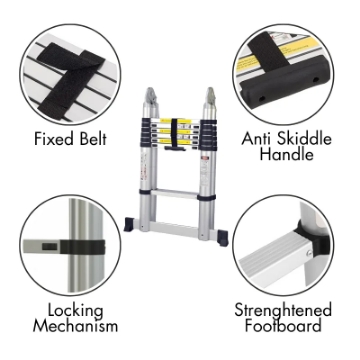 Show details for Herzberg HG-5440: Retracting Aluminum Telescopic Ladder - 4.4M Picture of Herzberg HG-5440: Retracting Aluminum Telescopic Ladder - 4.4M