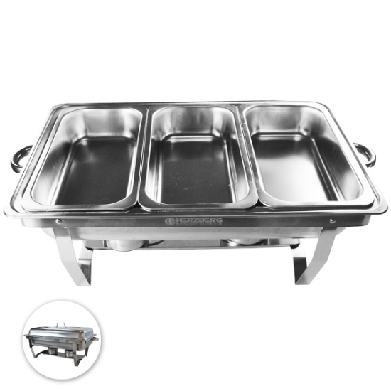Image de Herzberg HG-8022-3 : Poêle à Frire en Acier Inoxydable - 3 Pièces 1/3 de la Casserole