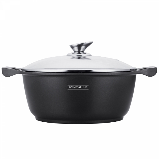 Image de Royalty Line RL-BS28M: Marmite Enduite Avec Couvercle En Verre - 28cm