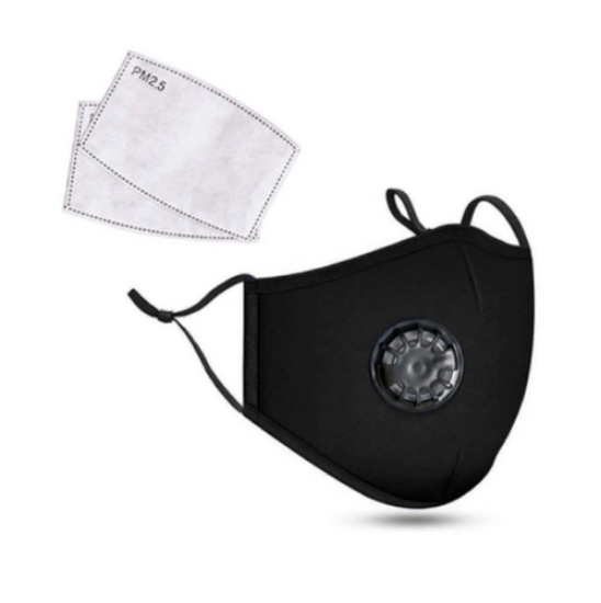 Image de PM2.5M: Masque en Coton Lavable Avec Filtres en Carbone 2 Noire