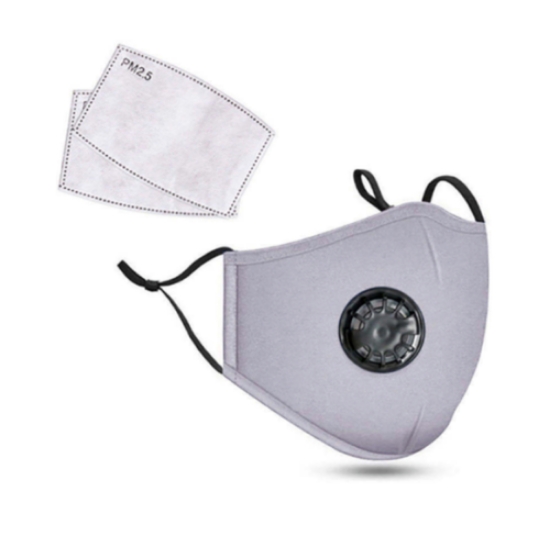 Image de PM2.5M: Masque en Coton Lavable Avec Filtres en Carbone 2 Gris