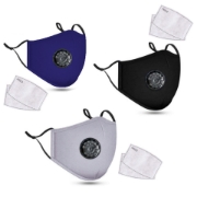 Image de PM2.5M: Masque en Coton Lavable Avec Filtres en Carbone 2 Gris