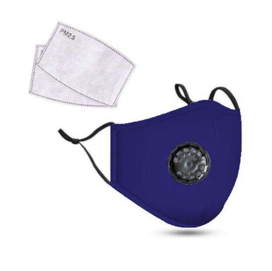 Image de PM2.5M: Masque en Coton Lavable Avec Filtres en Carbone 2 Bleu
