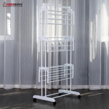 Show details for Herzberg HG-8034WHT: Moving Clothes Rack - White Picture of Herzberg HG-8034WHT: Moving Clothes Rack - White