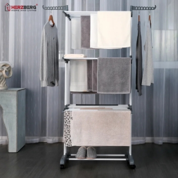 Show details for Herzberg HG-8034GRY: Moving Clothes Rack - Grey Picture of Herzberg HG-8034GRY: Moving Clothes Rack - Grey