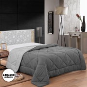 Image de Herzberg HG-2420BCO: Couette En Microfibre Bicolore - 240x200cm Gris