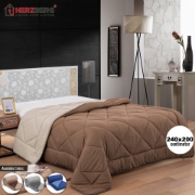 Image de Herzberg HG-2420BCO: Couette En Microfibre Bicolore - 240x200cm Gris